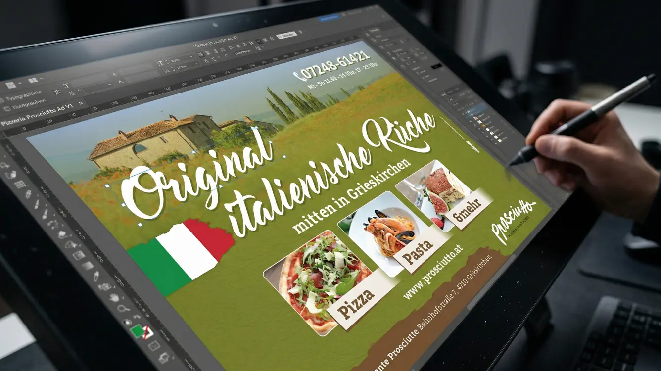 Grafische Umsetzung und Design von kreativen Inseraten mit fesselnden Botschaften, ansprechender Bildsprache und fetzigen Texten.