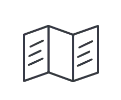 Gefaltete Folder zur anschaulichen Präsentation von Informationen.